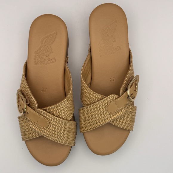 Ancient Greek Women's Clogs Beige Marilisa Sandals Size EU 37 Or US 7/6.5 - Picture 3 of 15